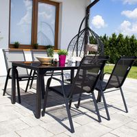 2szt. KRZESŁO OGRODOWE BALKONOWE FOTEL NA TARAS OGRÓD MOCNE CZARNE ZESTAW