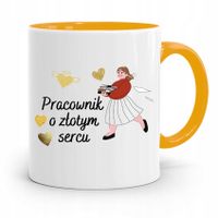 Dla Pracownika Kubek Żółty O Złotym Sercu Z Nadrukiem Ze Zdjęciem