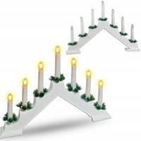 ŚWIECZNIK ADWENTOWY DREWNIANY OZDOBA ŚWIECZKI ŚWIECE 7 LED LAMPKI