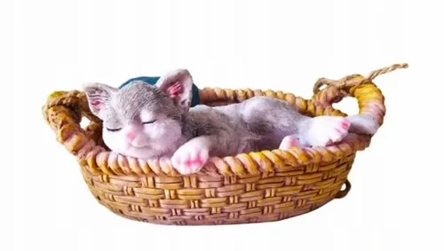 FIGURKA OZDOBNA - KOT ŚPIĄCY W KOSZYKU na Arena.pl