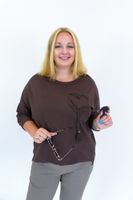Czekoladowa Bluzka Damska z Aplikacją Serduszko UNI