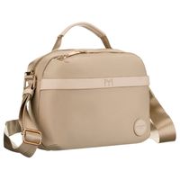 listonoszka damska z nylonu w beżowym kolorze, jednokomorowa