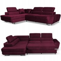 Narożnik rogówka rozkładany f spania Bosso lewy Family meble bordowy welur