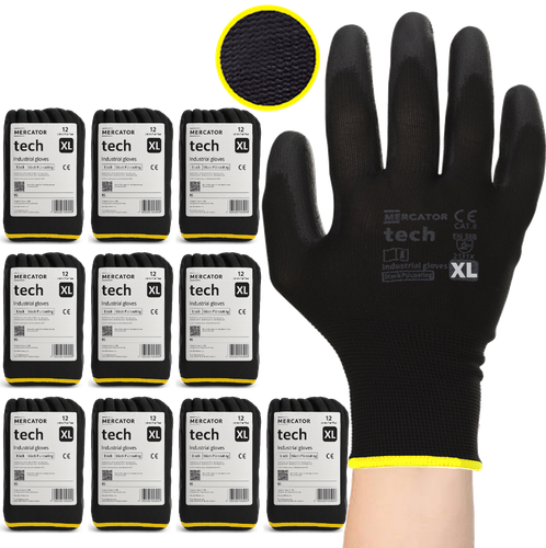 rękawice robocze mercator tech black+black pu - xl - 120 par na Arena.pl