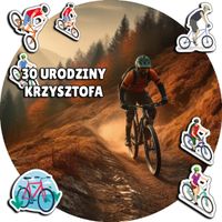 OPŁATEK NA TORT 30CM - ROWERY ROWER HOBBY + IMIĘ + GRATIS! 24CM 26CM