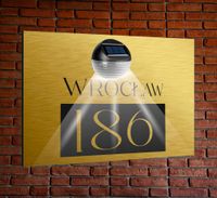 TABLICZKA ADRESOWA oświetlona lampka led numer domu 40x30 ZŁOTA nierdzewna