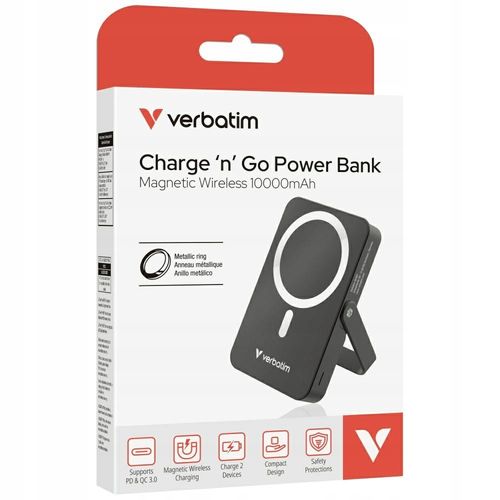 Powerbank Verbatim Charge 'n' Go Magnetic Wireless with Stand 10000mAh USB- na Arena.pl