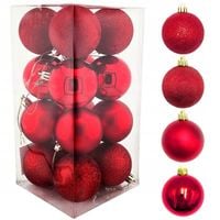 BOMBKI CHOINKOWE CZERWONE ZAWIESZKI NA CHOINKĘ OZDOBY ŚWIĄTECZNE 6cm 16szt