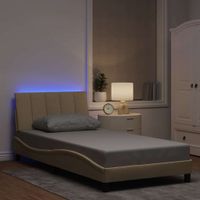 Rama łóżka bez materaca, kremowe, 100x200 cm, obita tkaniną