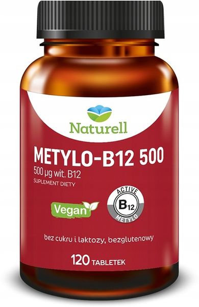 Naturell Metylo B12 500 metylokobalamina 120 tabletek zdjęcie 1