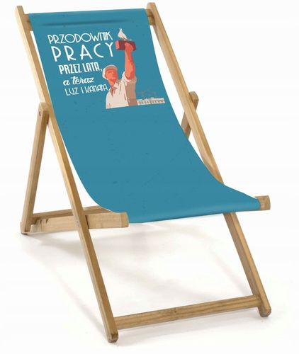 LEŻAK DREWNIANY OGRODOWY Z NADRUKIEM SKŁADANY MATERIAŁ WYTRZYMAŁY na Arena.pl