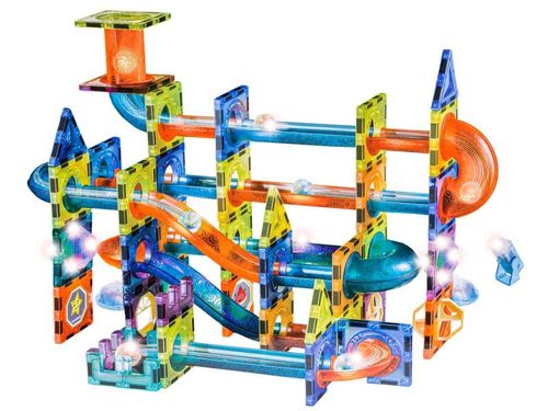 Świecące Klocki Magnetyczne, Tor Kulkowy Dla Kulek 110 Elementów Kulodrom na Arena.pl