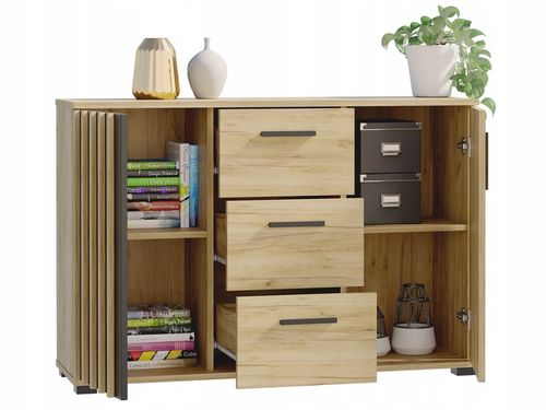 KOMODA Z LAMELAMI SZUFLADY SZAFKI 120 CM NOWOCZESNA LOFT POJEMNA na Arena.pl