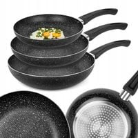 Zestaw 3x PATELNIA non-stick INDUKCJA Gaz Tadar Marmara Black 20/24/28 cm