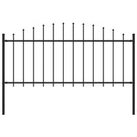 Panel ogrodzeniowy z grotami (0,5-0,75) x 1,7 m, stal, czarny