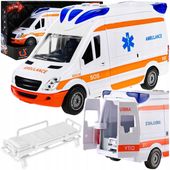 KARETKA AMBULANS DLA DZIECI POGOTOWIE NAPĘD ŚWIATŁO LED DŹWIĘK AUTO + NOSZE