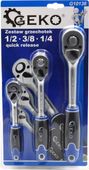Geko Zestaw grzechotek 1/2 3/8 1/4 quick release CrV G10136