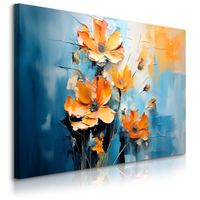 Obraz Do Sypialni Pomarańczowe Kwiaty Malarstwo Abstrakcja 70cm x 50cm