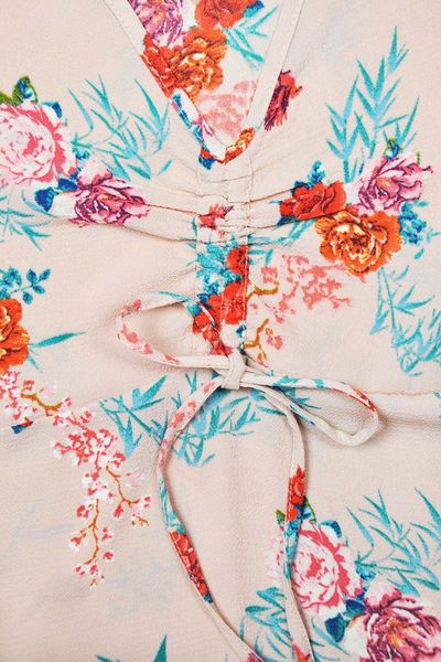 Primark Różowa Wiązana Bluzka w Kwiaty - 38 / M zdjęcie 3