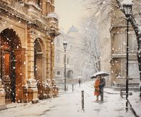 Plakat 60x50cm Zimowy Spacer Starym Miastem