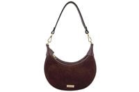 Subtelna mini torebka z miękkim zamszem i złotymi detalami - Bordowa