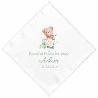 Szatka do Chrztu Świętego Biała Personalizowana Pamiątka Z Imieniem Datą