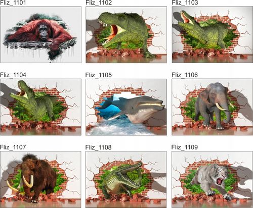 FOTOTAPETA widok okno konie mur cegła 3D 200x130 na Arena.pl