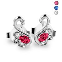 SREBRNE KOLCZYKI ŁABĘDZIE Z CYRKONIAMI NA SZTYFT SREBRO PRÓBY 925 DOSTĘPNE RÓŻNE KOLORY