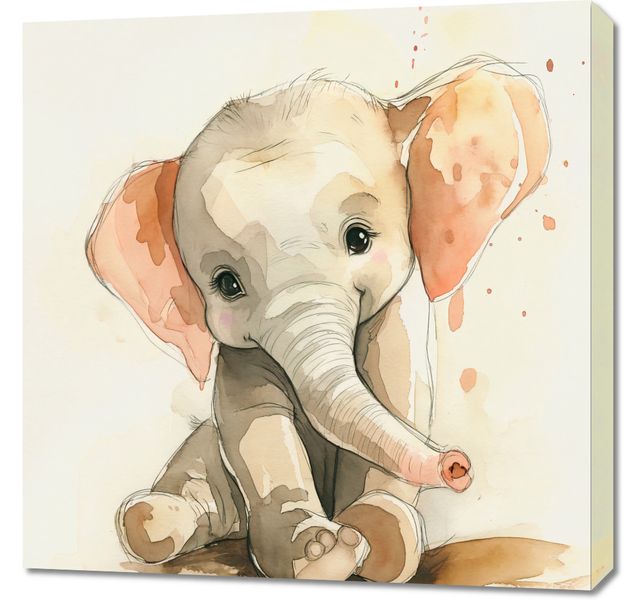 Obraz 70x70cm Siwy Słonik zdjęcie 1