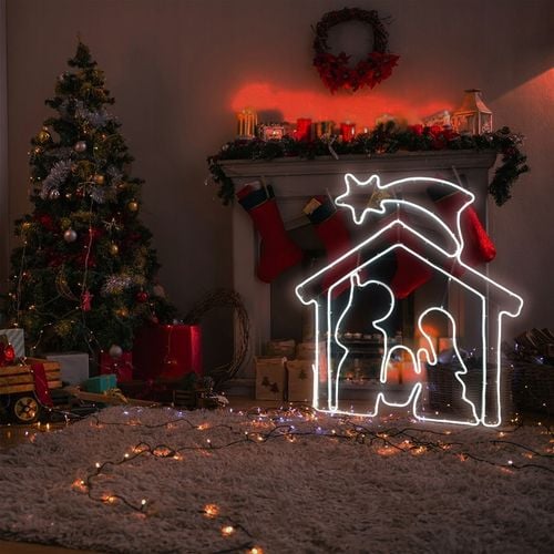 Lampki Zewnętrzne Dekoracja Ozdoba LED Neon Biały Świąteczne Stajenka IP44 na Arena.pl