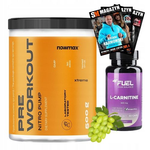 nowmax PRE WORKOUT PUMP 500 g WYTRZYMAŁOŚĆ POMPA PRZEDTRENINGÓWKA + GRATIS na Arena.pl