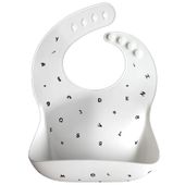 Mushie : Śliniak silikonowy Letters White