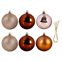 6x Bombki Choinkowe Świąteczne Nietłukące Złote Bursztynowe Zestaw Bombek
