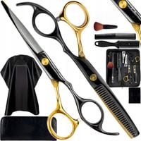 ZESTAW FRYZJERSKI XXL PROFESJONALNE NOŻYCZKI DEGAŻÓWKI PELERYNA 10w1 PRO