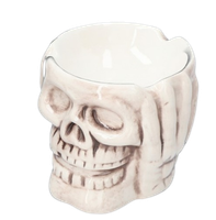 Biała Popielniczka w Kształcie Czaszki Dekoracyjna Ceramiczna 8 x 8 cm