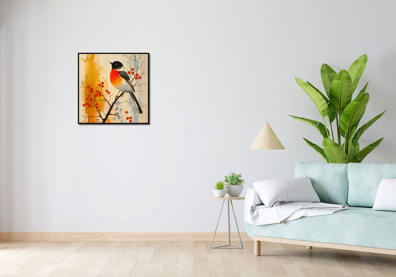 Plakat 60x60cm Jesienny Rudzik zdjęcie 4