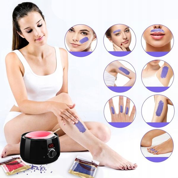 Zestaw do depilacji PODGRZEWACZ 500ml 100W 5x wosk twardy LED wyświetlacz zdjęcie 7