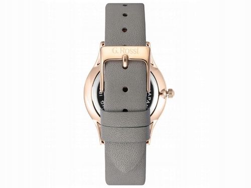 Złoty zegarek DAMSKI z popielatym PASKIEM SKóRA elegancki model dla kobiet na Arena.pl