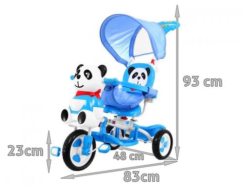 3-Kołowy Rowerek Dla Dzieci Panda Niebieski + Dźwięki + Daszek + Barierka na Arena.pl