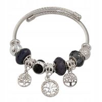 Bransoletka charms modułowa sztywna regulowana kolor srebrny Drzewko 08