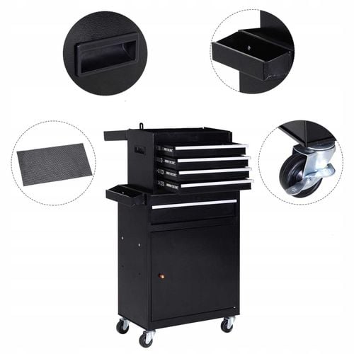 wózek narzędziowy 5 szuflad 52,5 x 28 x 104,5 cm - czarny na Arena.pl