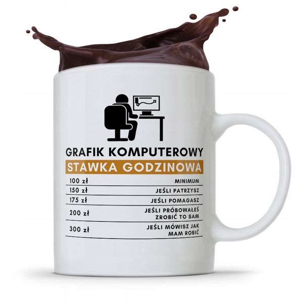 Kubek Prezent Dla Grafika Stawka Godzinowa Z Nadrukiem Ze Zdjęciem zdjęcie 1