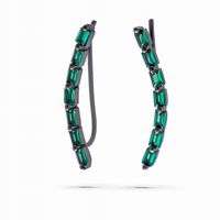 Kolczyki Nausznice Cyrkonie Srebro 925 Oksydowane