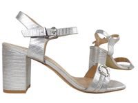 Srebrne sandały damskie na słupku matowe buty 38