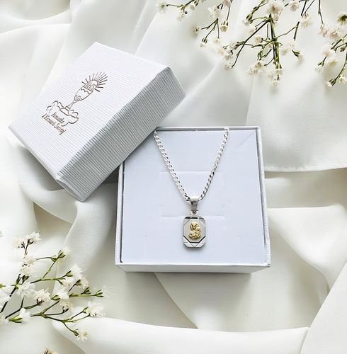 Srebrny medalik Matka Boska 925 + łańcuszek 45 cm komunia / chrzest prezent na Arena.pl