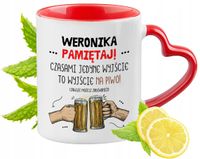 Dla Weroniki Kubek Czerwony Z Uszkiem W Kształcie Serca Na Prezent