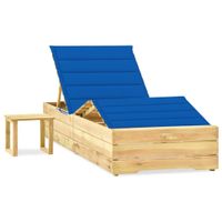 Leżak ogrodowy ze stolikiem i poduszką, impregnowana sosna