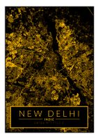 Delhi mapa złota - plakat 50x70 cm