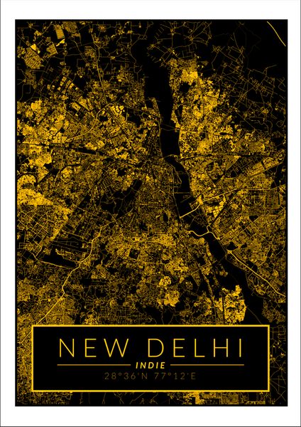 Delhi mapa złota - plakat 30x40 cm zdjęcie 1