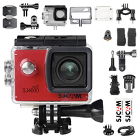 kamera sportowa sjcam sj4000 wifi czerwona 4k/30fps wodoodporna akcesoria
